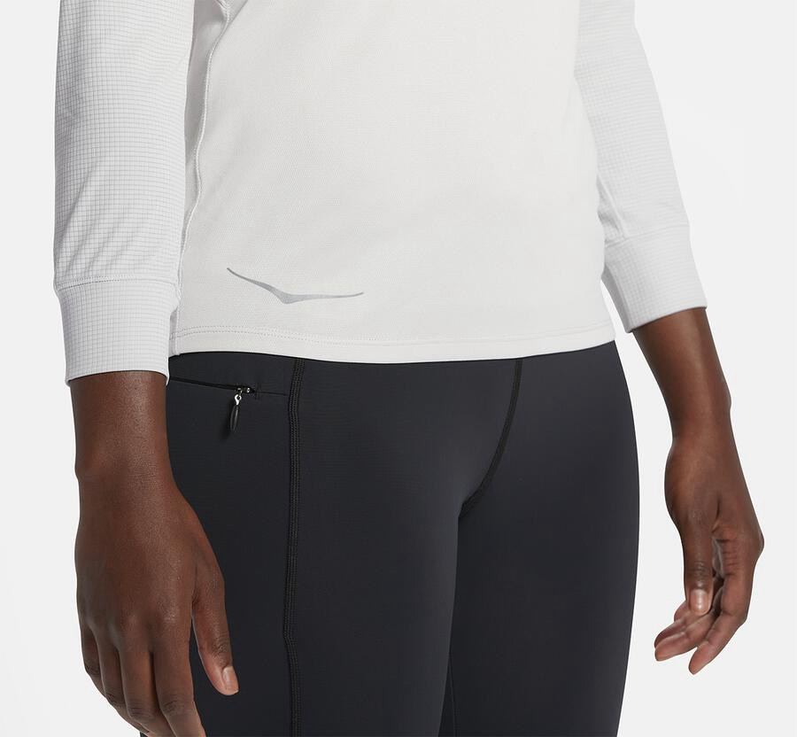 Hoka One One Tops Womens White - Performance 3/4 Sleeve - 65741BYMN